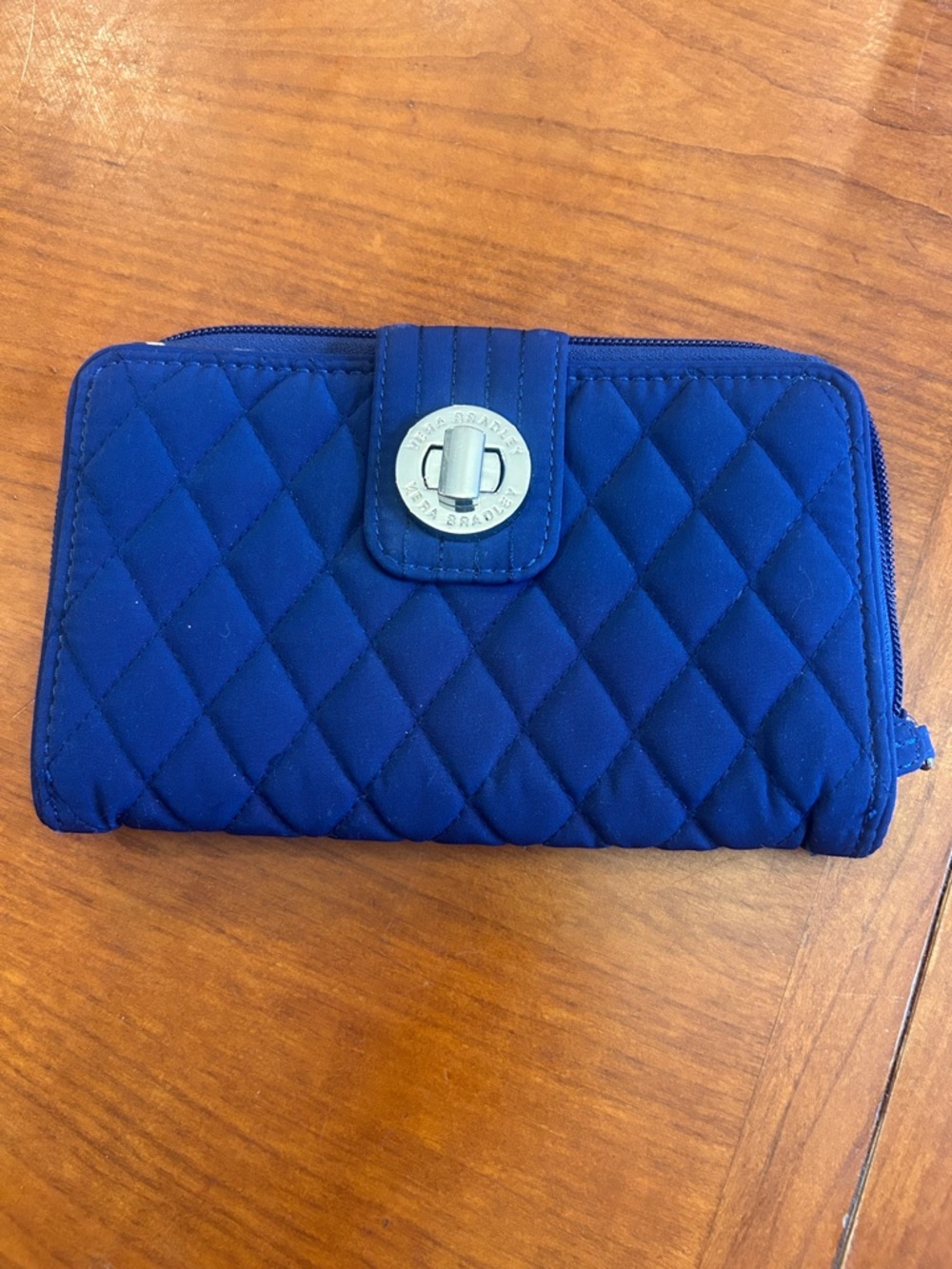 Quilted Blue Wallet with Turn Lock